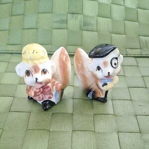 Unique Vintage Brown and Cream Squirrel Figurines
